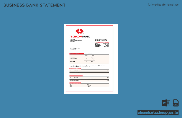 Beispiel eines Kontoauszugs vom Techcombank-Firmenkonto (Word- und PDF-Datei)